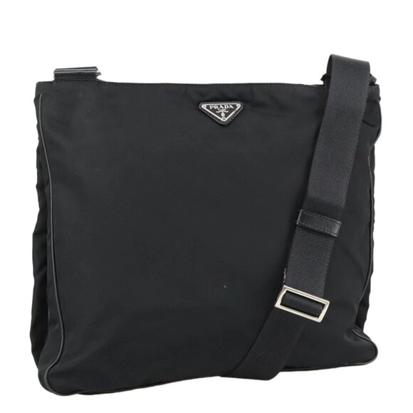 PRADA Shoulder Bag Nylon Black Silver - Picture 1 of 15